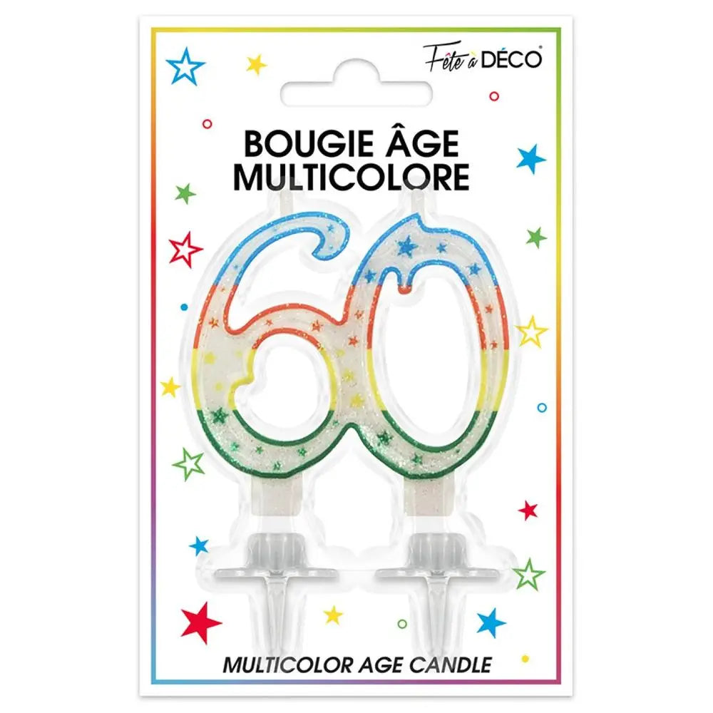 Bougie "60" - Multicolore
