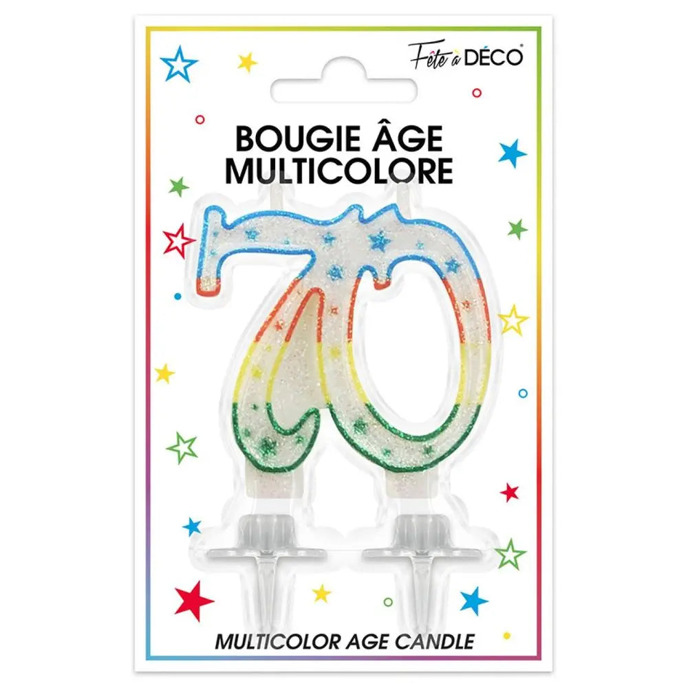 Bougie Chiffre "70" - Multicolore