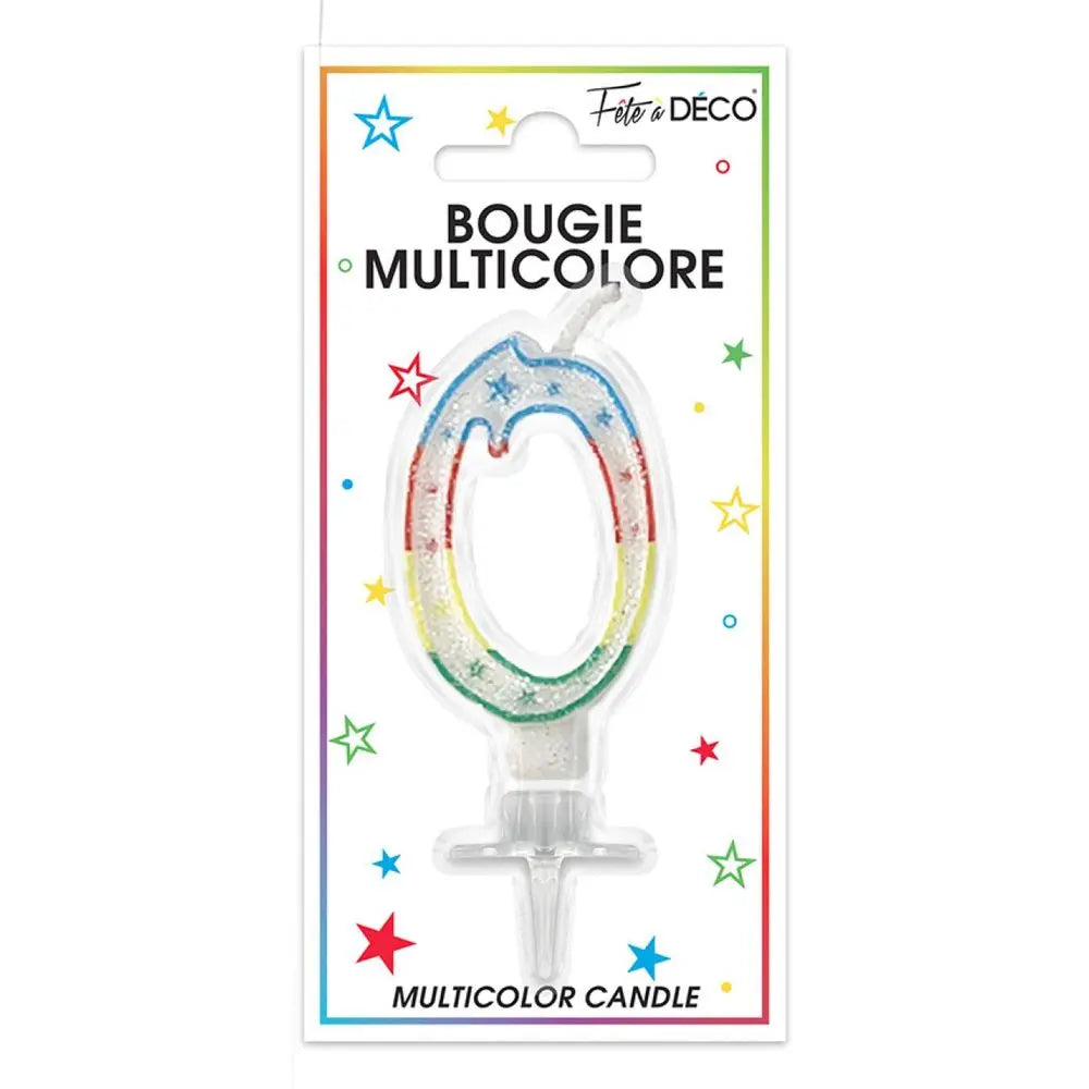Bougie Chiffre "0" - Multicolore