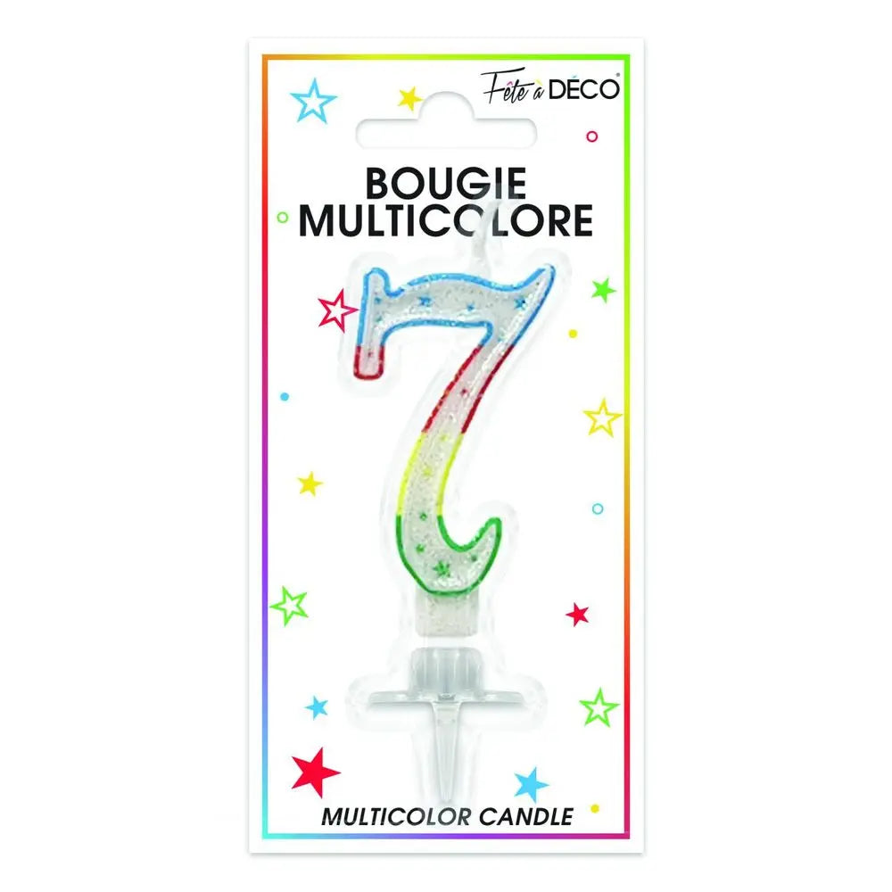 Bougie Chiffre "7" - Multicolore