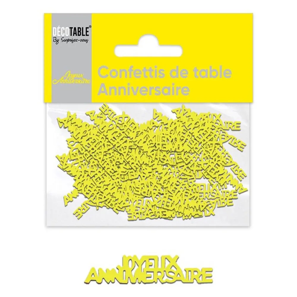 Confettis ''Joyeux Anniversaire'' en Papier - Jaune