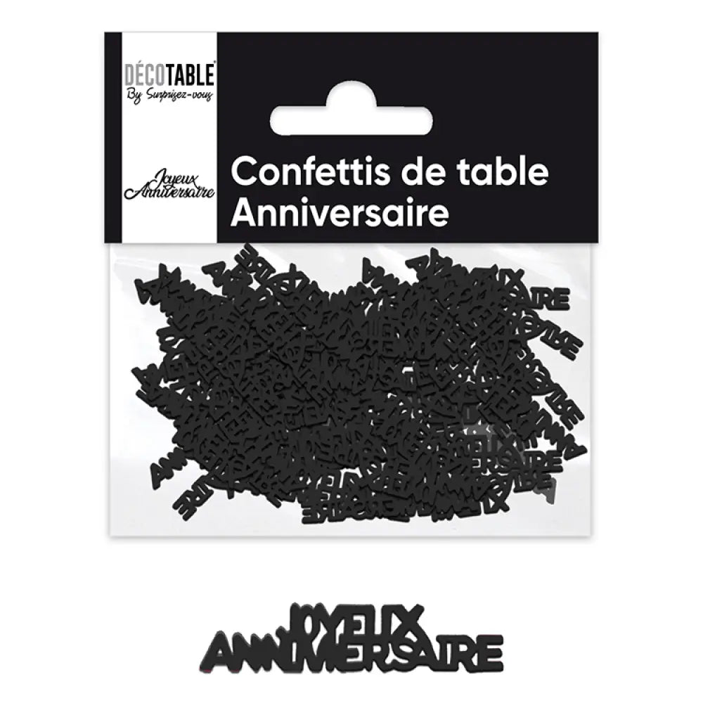 Confettis ''Joyeux Anniversaire'' en Papier - Noir