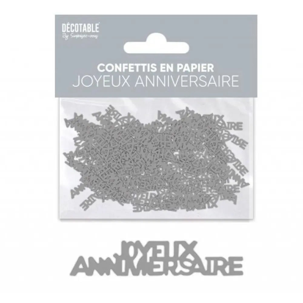 Confettis ''Joyeux Anniversaire'' en Papier - Argent