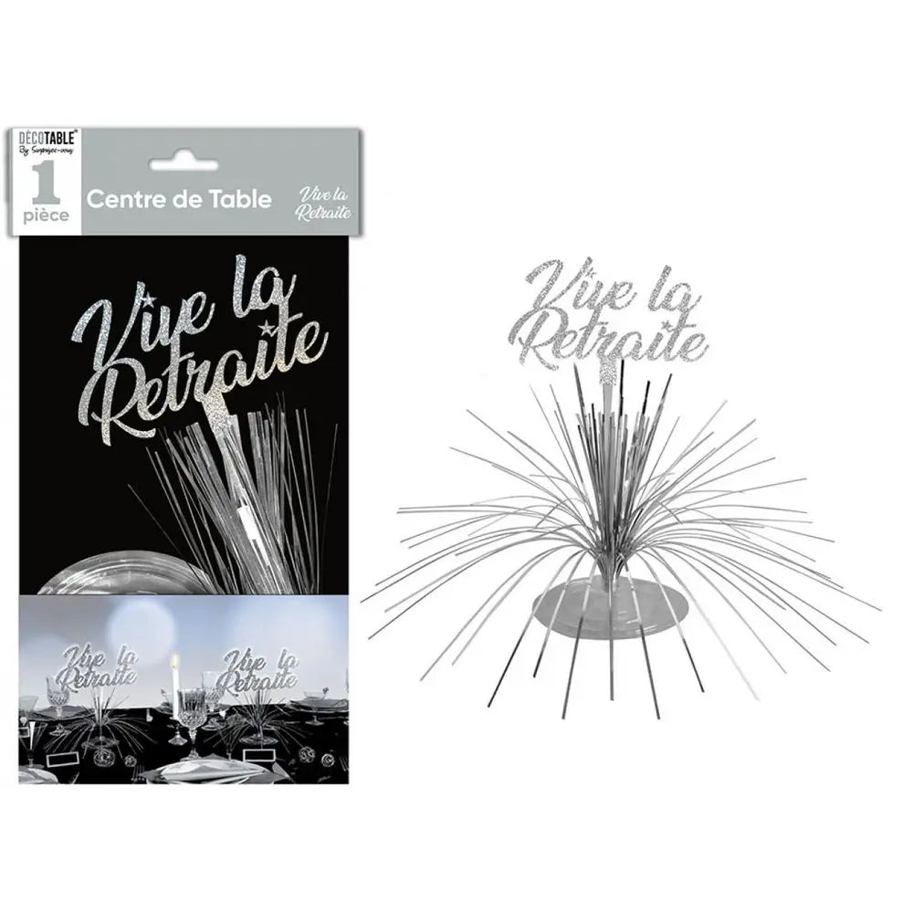 Centre de Table ''Vive la Retraite'' Hologramme - Argent