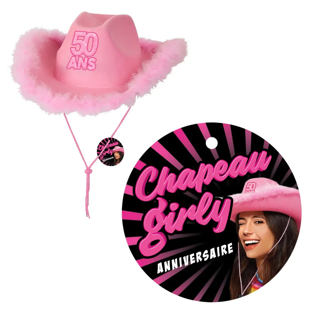 Chapeau Girly Anniversaire Rose - 50 Ans