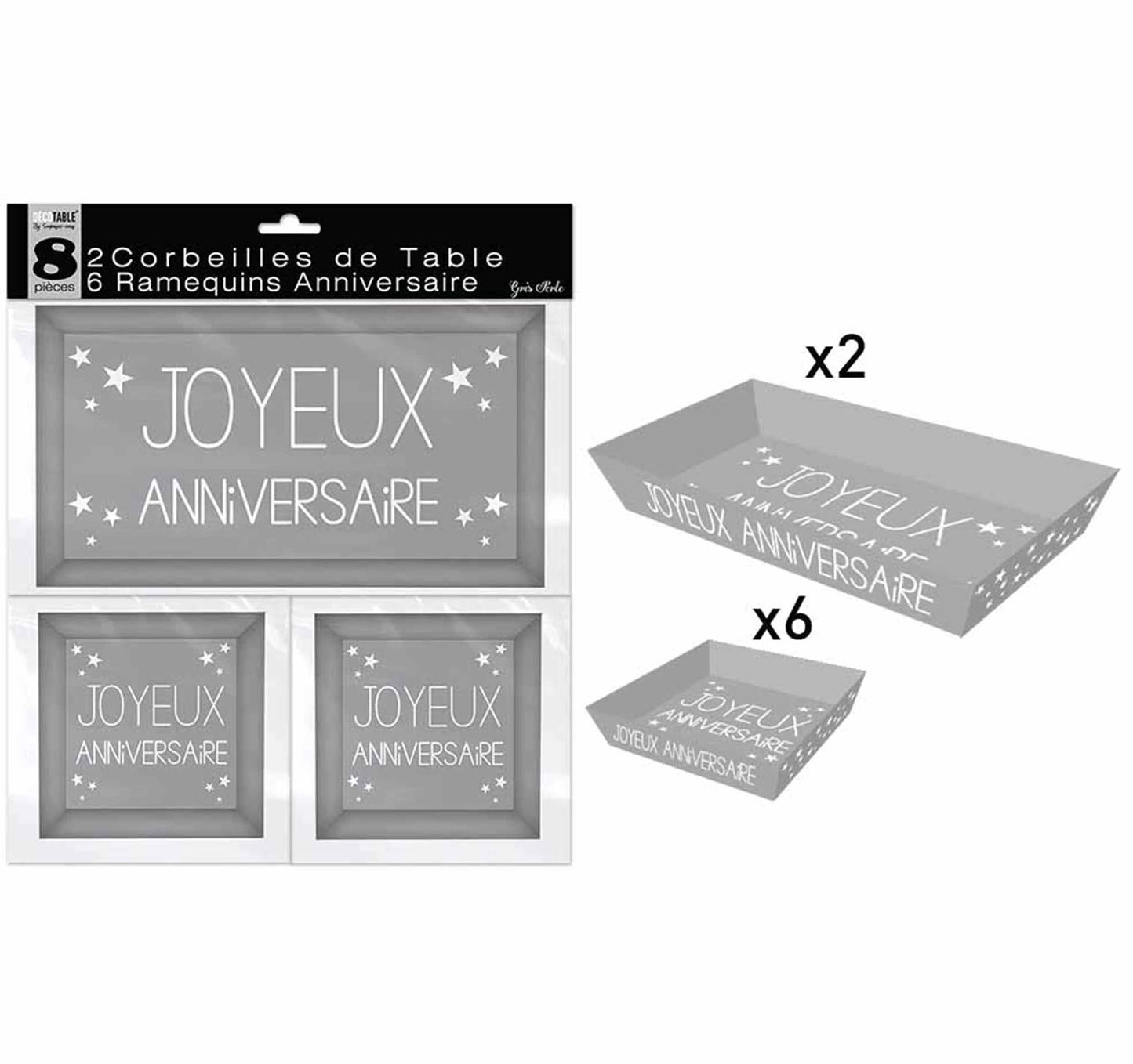 2 corbeilles de table et 6 ramequins Anniversaire