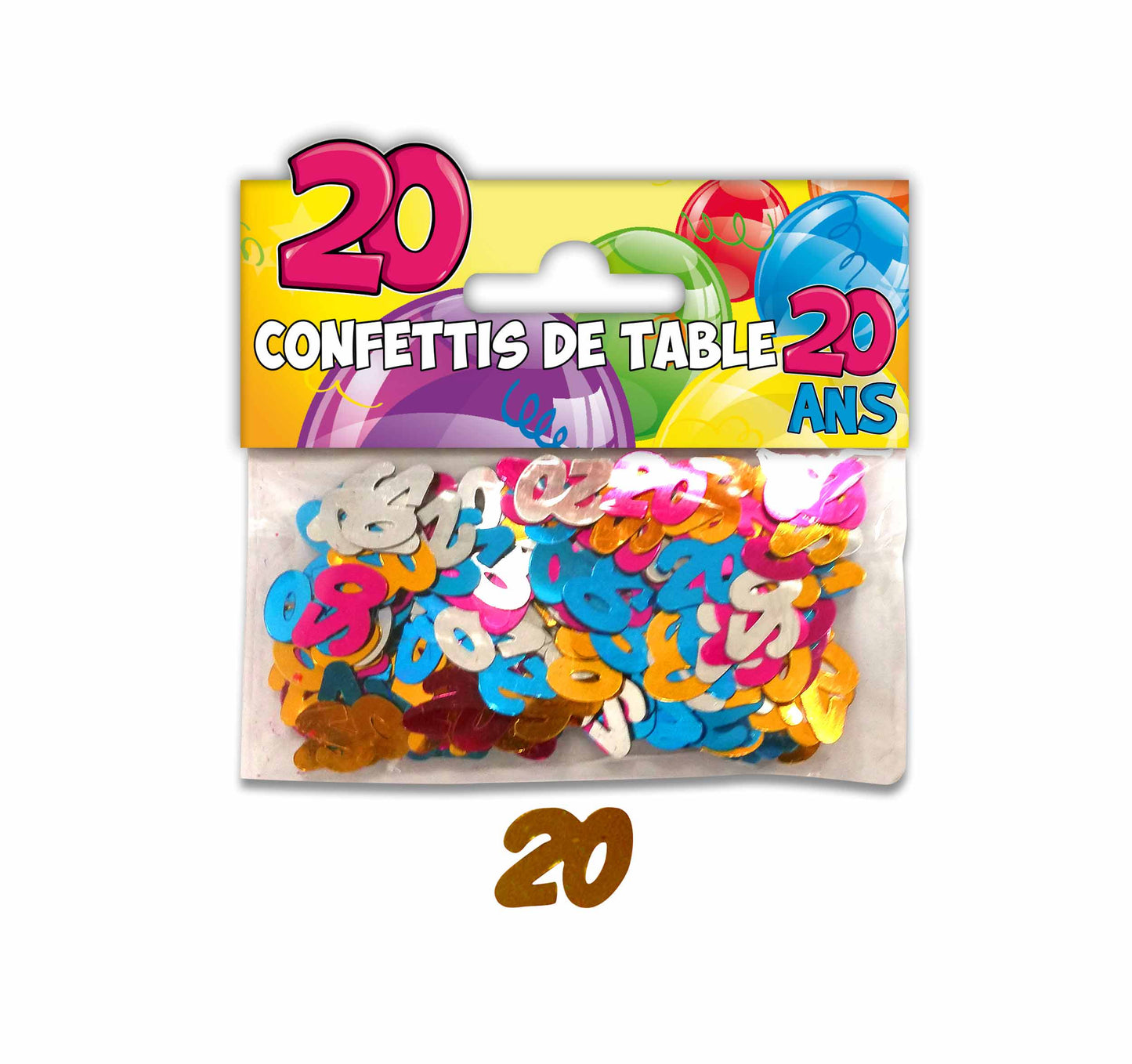 Confettis de Table 20 ans multicolor