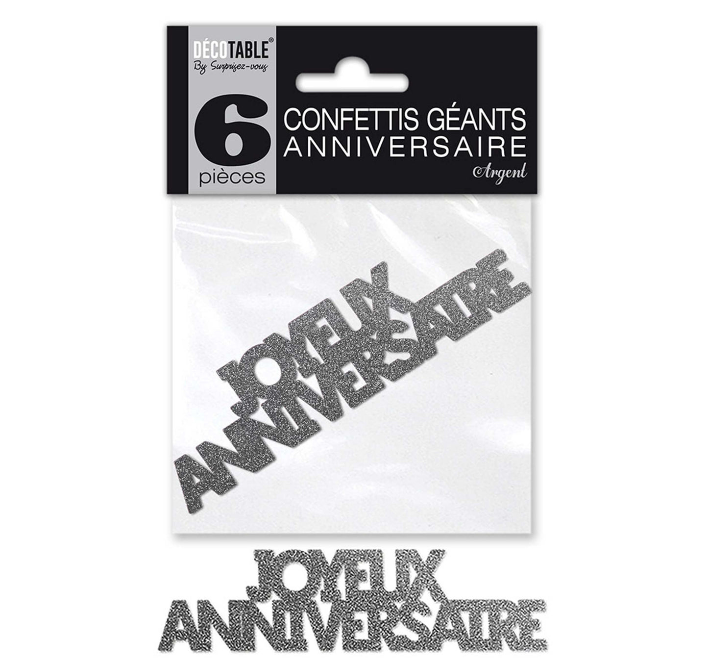 6 Confettis géants Joyeux Anniversaire Paillettes