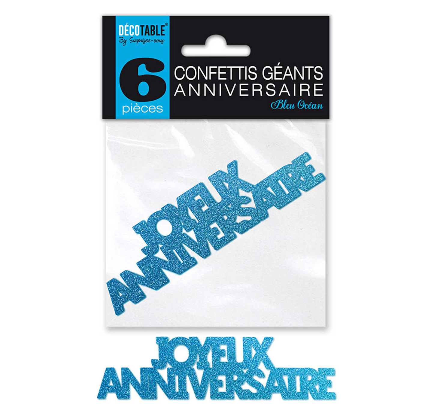 6 Confettis géants Joyeux Anniversaire Paillettes