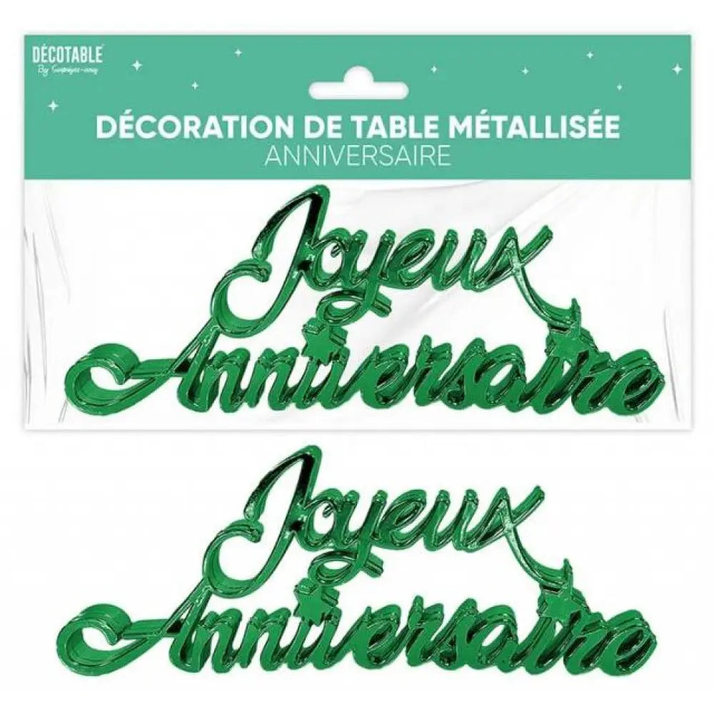Déco de Table "Joyeux Anniversaire" Métallisée - Vert
