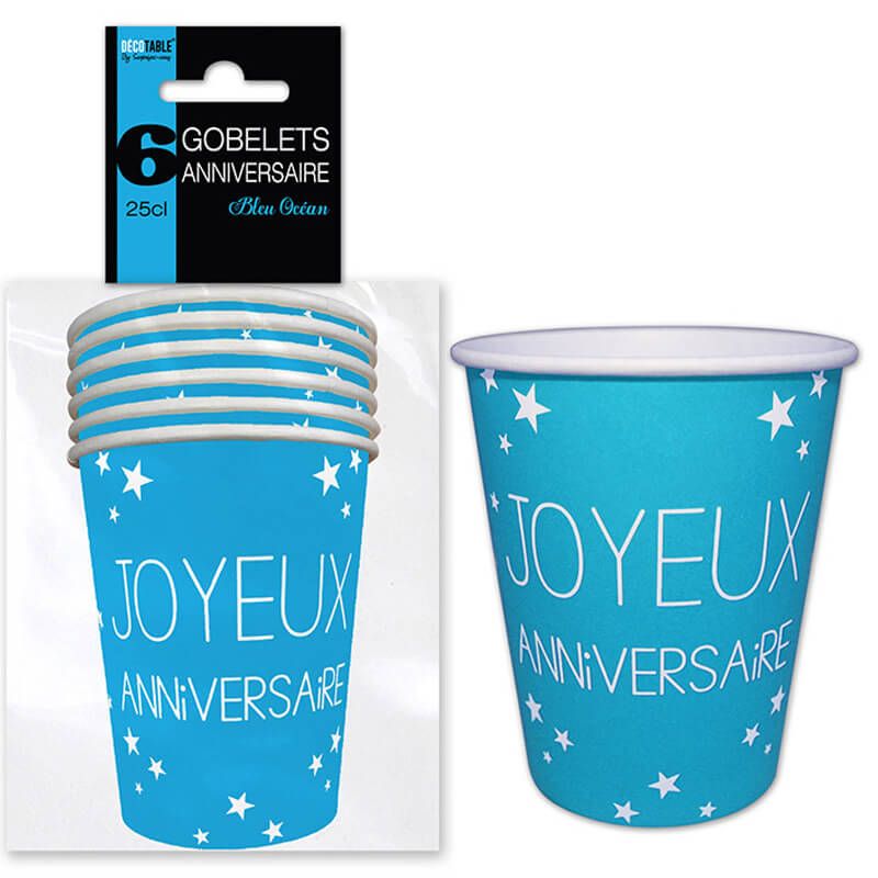 Lot de 6 gobelets Bleu