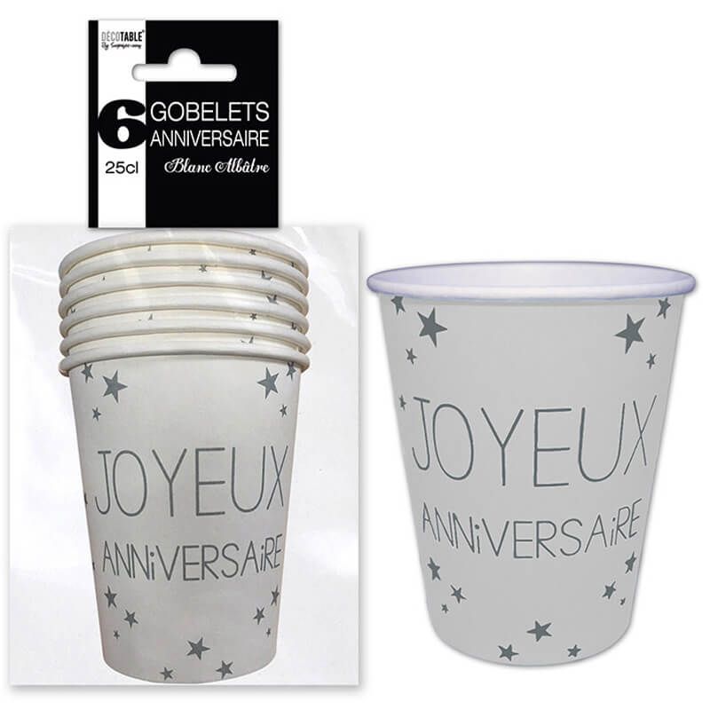 Lot de 6 gobelets Blanc Albâtre