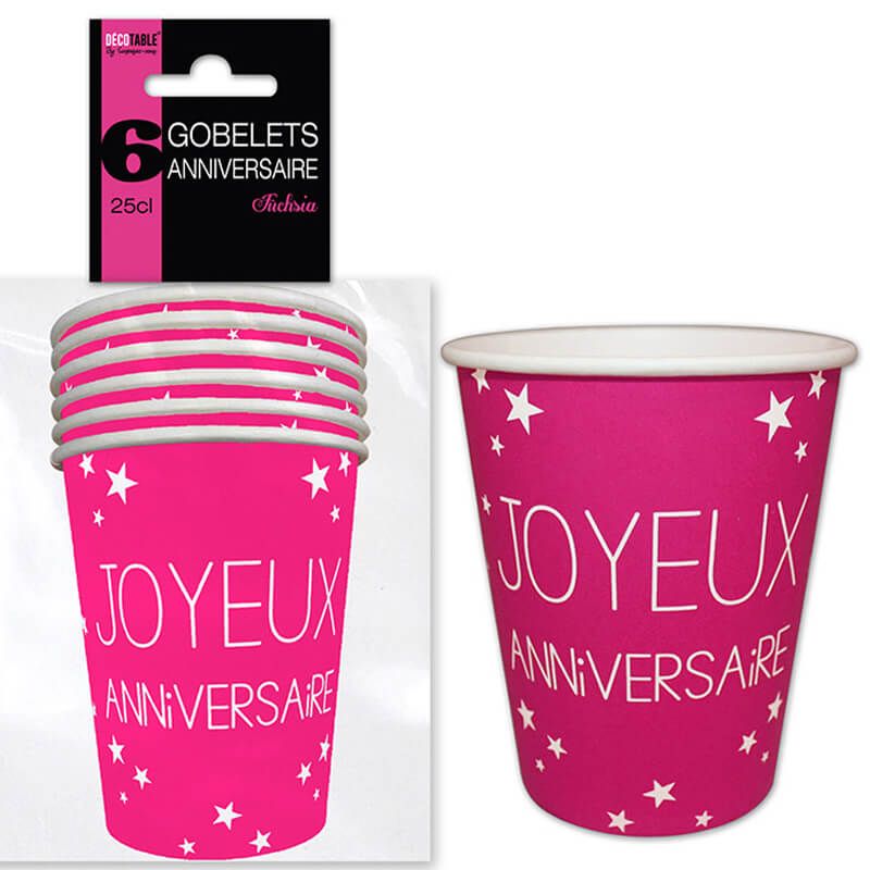Lot de 6 gobelets Fuchsia