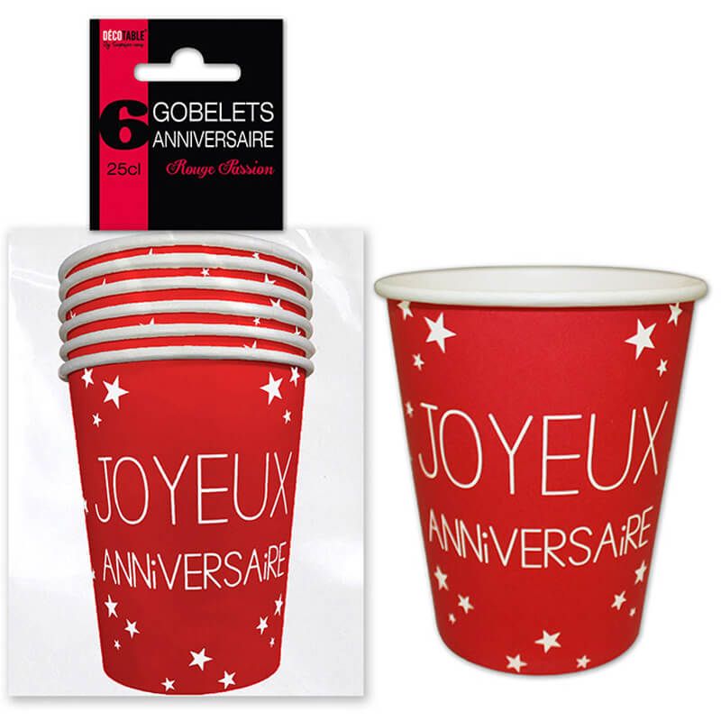 Lot de 6 gobelets Rouge