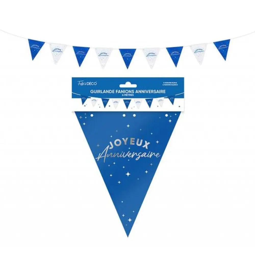 Guirlande Fanions Métallique ''Joyeux Anniversaire'' - Bleu