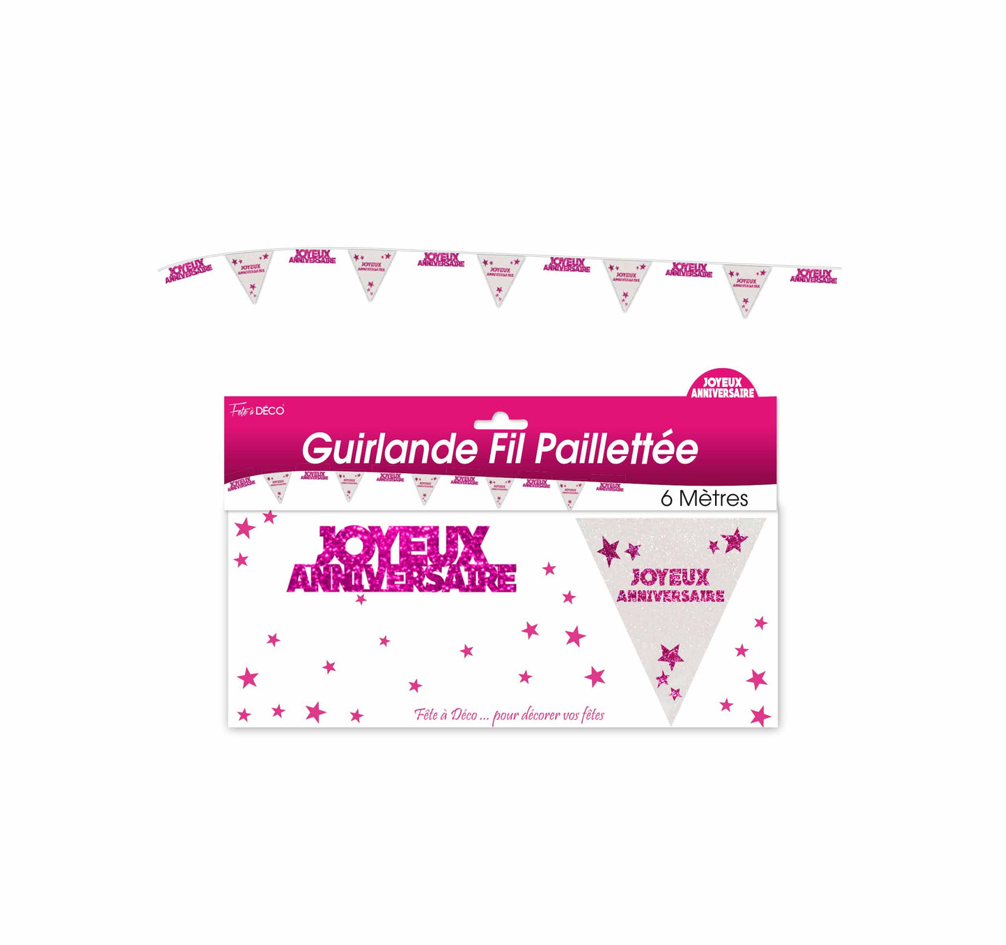 Guirlande Fil Joyeux Anniversaire Hologramme
