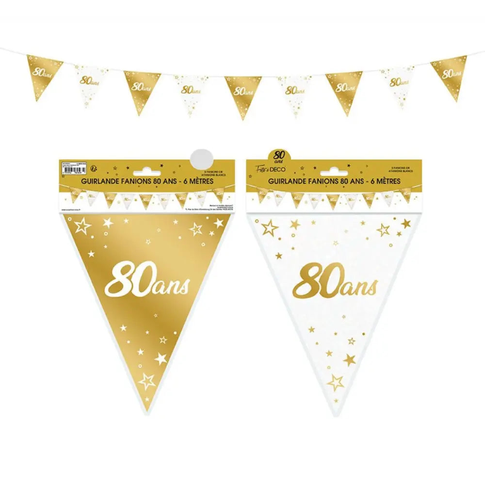 Guirlande Fanions Métallique ''80 Ans'' - Or