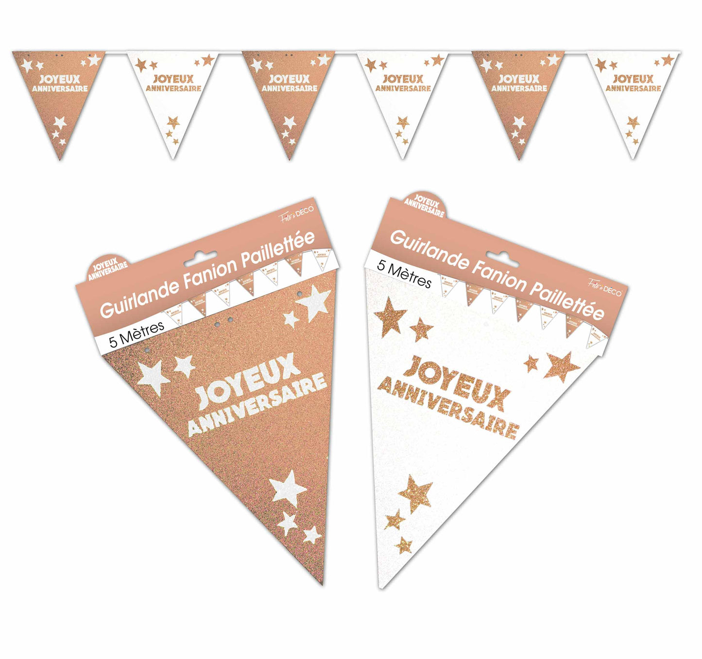 Guirlande Fanion pailletées Joyeux Anniversaire Couleur