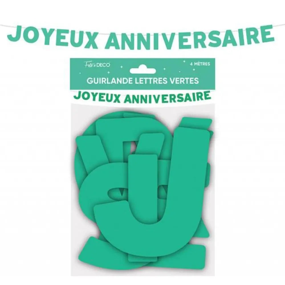 Guirlande Lettres 4m ''Joyeux Anniversaire'' - Vert