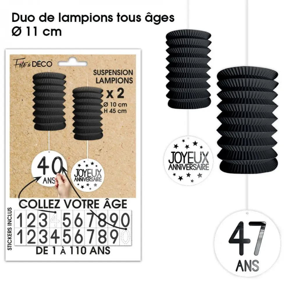 2 Suspensions Lampions - Noir