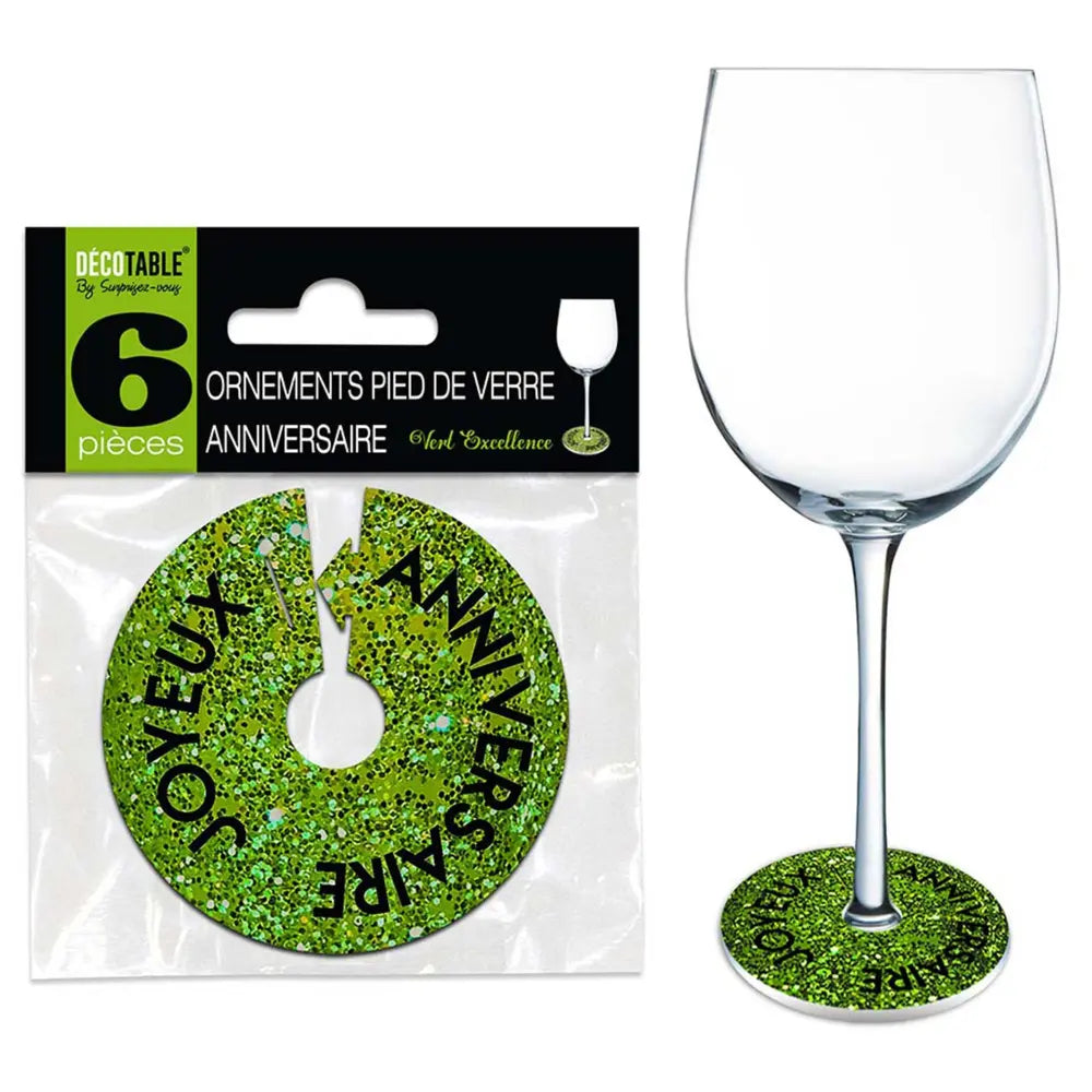 6 Ornements pour Pied de Verre - Vert