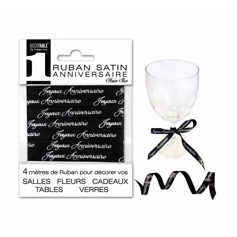 Ruban satin Joyeux Anniversaire 4 mètres