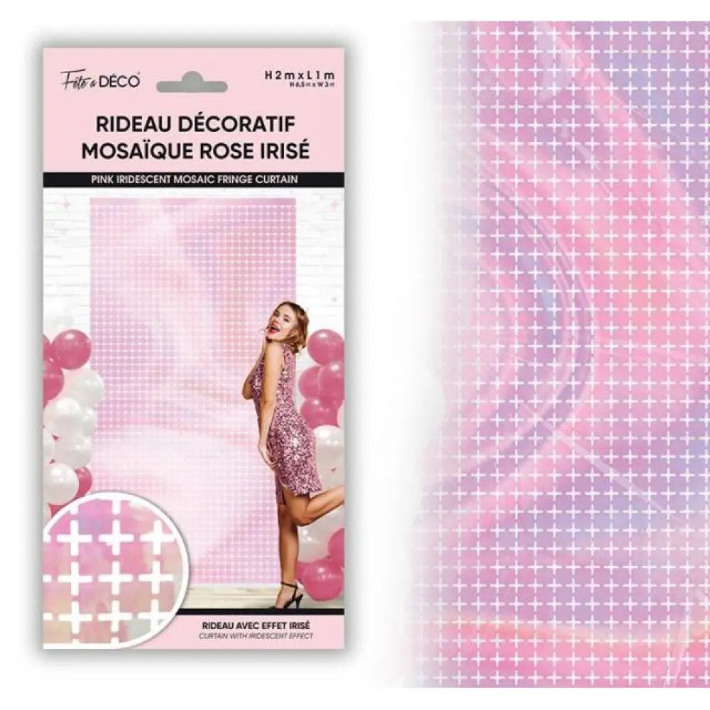 Rideau Décoratif Effet Mosaïque - Rose