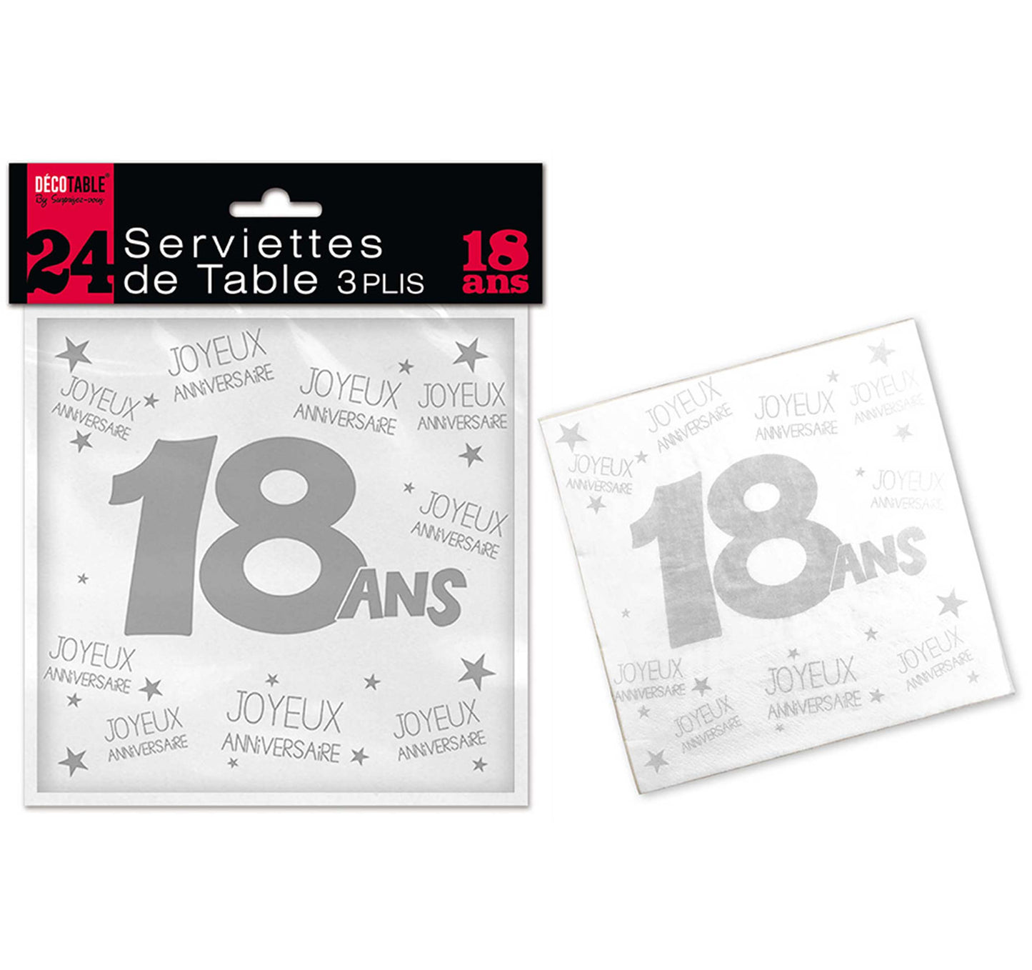 24 Serviettes de Table à l'âge 3 plis