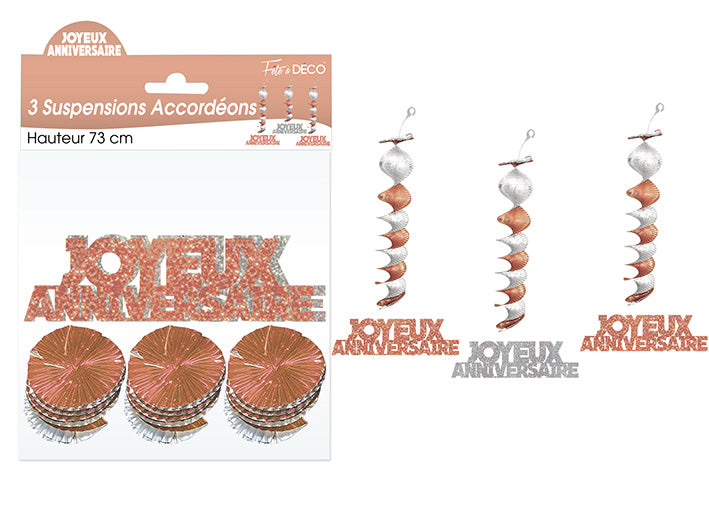 Suspensions Accordéons Joyeux Anniversaire Hologramme