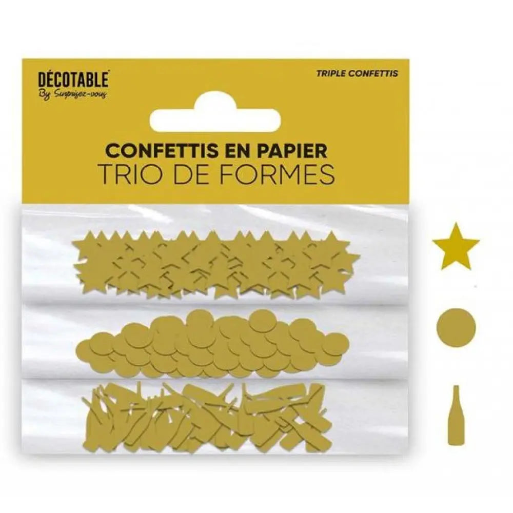 Trio de Confettis Papier - Or