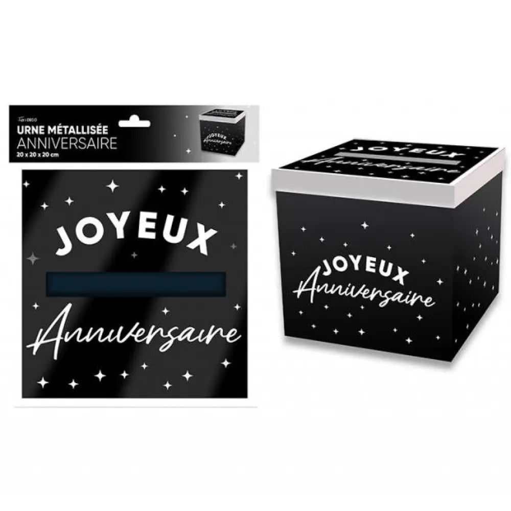 Urne "Joyeux Anniversaire" - Noir