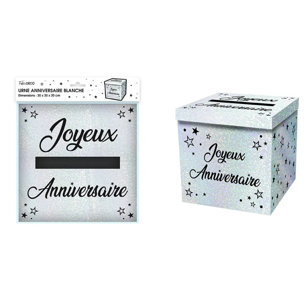 Urne Métallique Anniversaire - Blanc