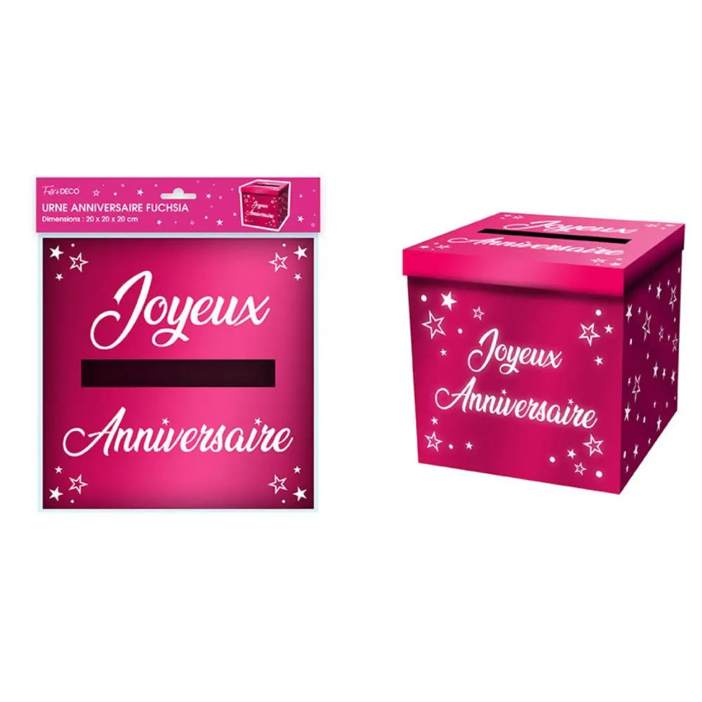 Urne Métallique Anniversaire - Fuchsia