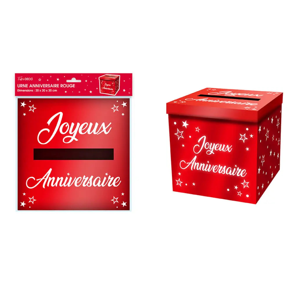 Urne Métallique Anniversaire - Rouge
