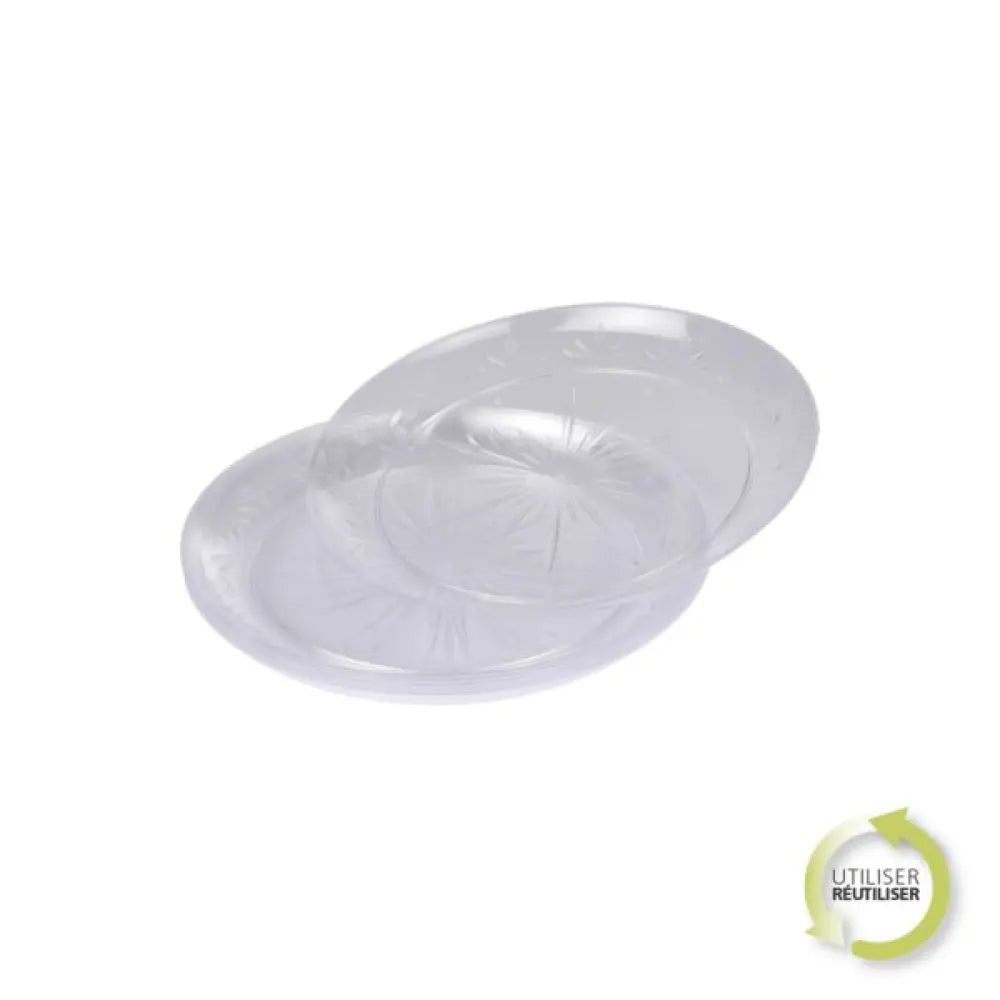 6 Assiettes en Plastique Réutilisable D18CM - TRANSPARENT