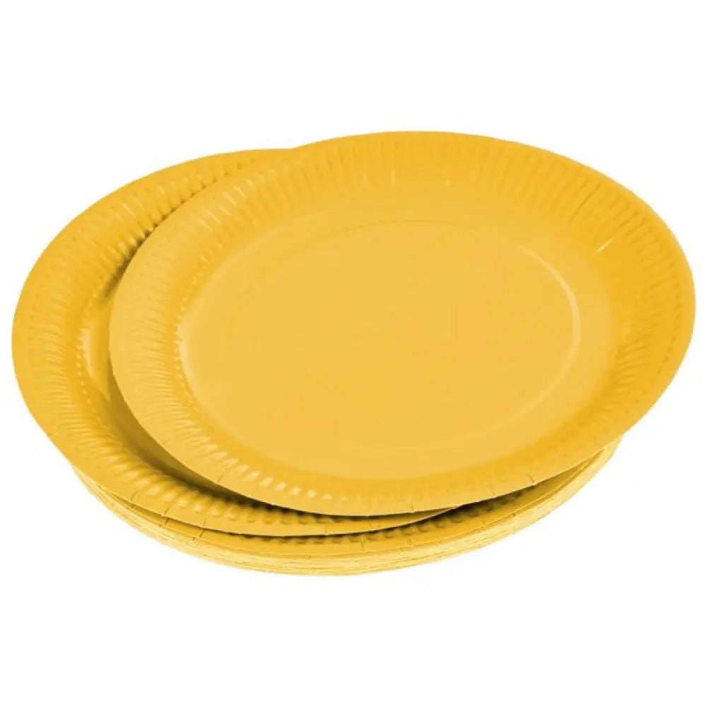 20 Assiettes en Carton ''Vitamine'' D23cm - JAUNE MOUTARDE