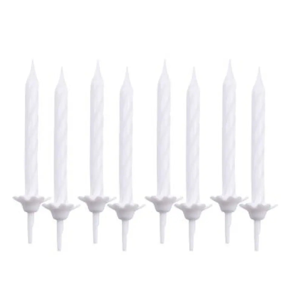 24 Bougies Blanches, 5.5 cm avec supports