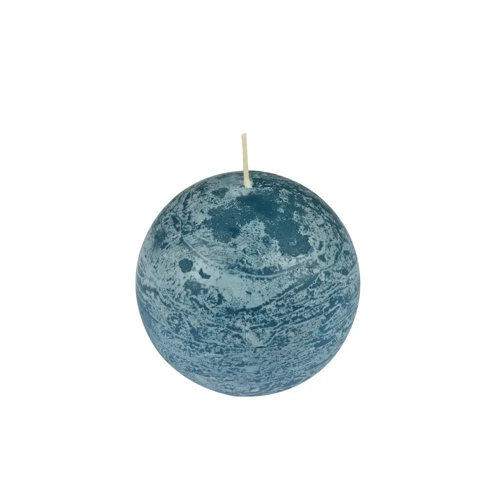 Bougie Ronde "Rustique" Bleu Pétrole - Ø7,5cm