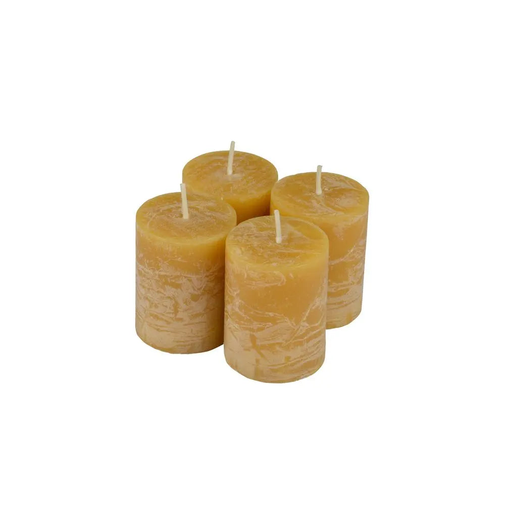 4 Bougies "Rustique" H5cm - Jaune