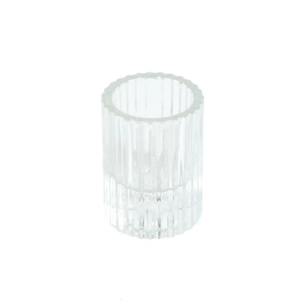Photophore Cannelé Réversible, en Verre Transparent - D5,5*H7,5cm - ARTY