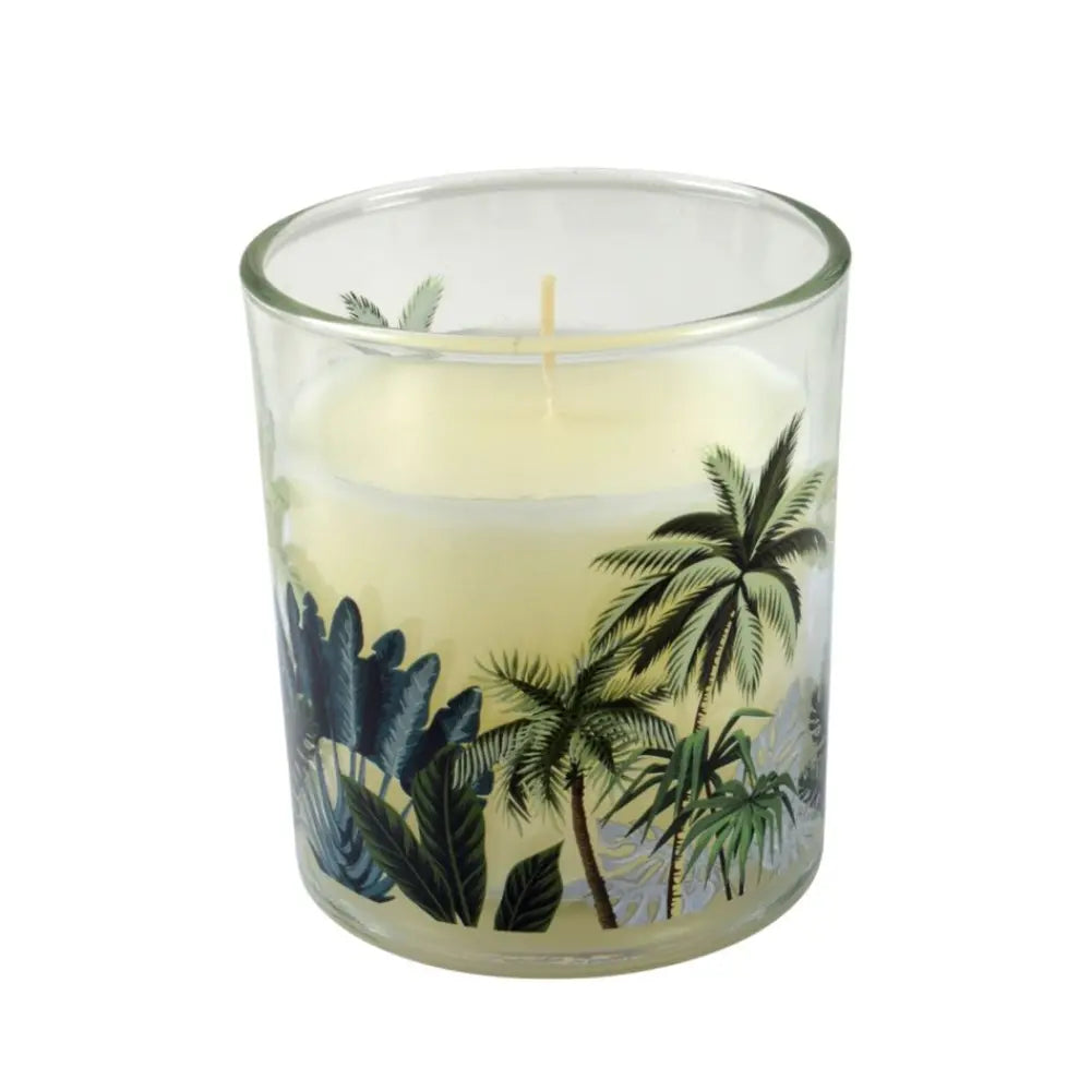 Bougie en Verre Décorée "Jardin d'Eden" - Parfum Douceur Exotique - H10cm