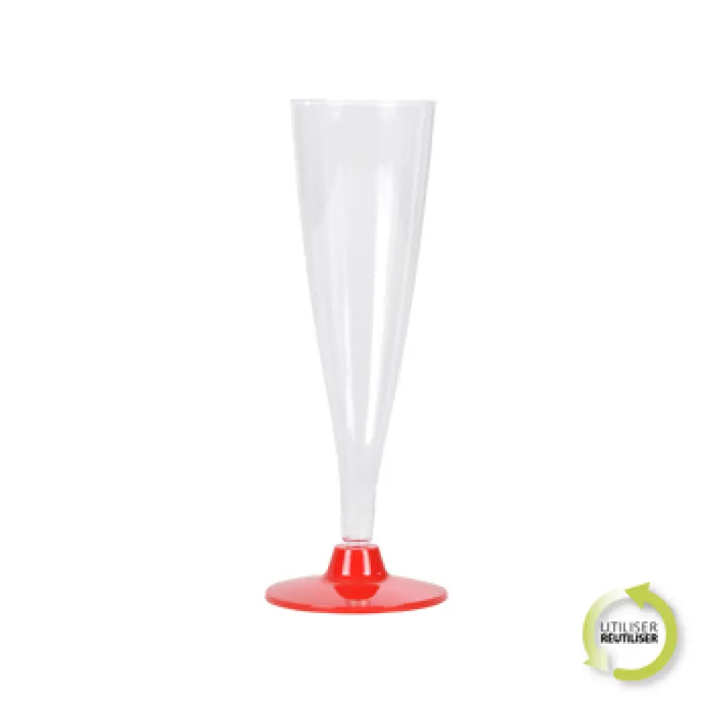 6 Flûtes en Plastique Réutilisable 14cl - SOCLE ROUGE