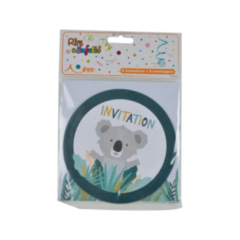 6 Invitations ''Anniversaires'' + 6 Enveloppes - Koala
