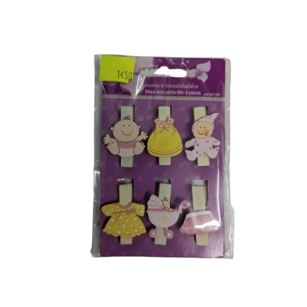 6 Pinces Naissances ''Fille''