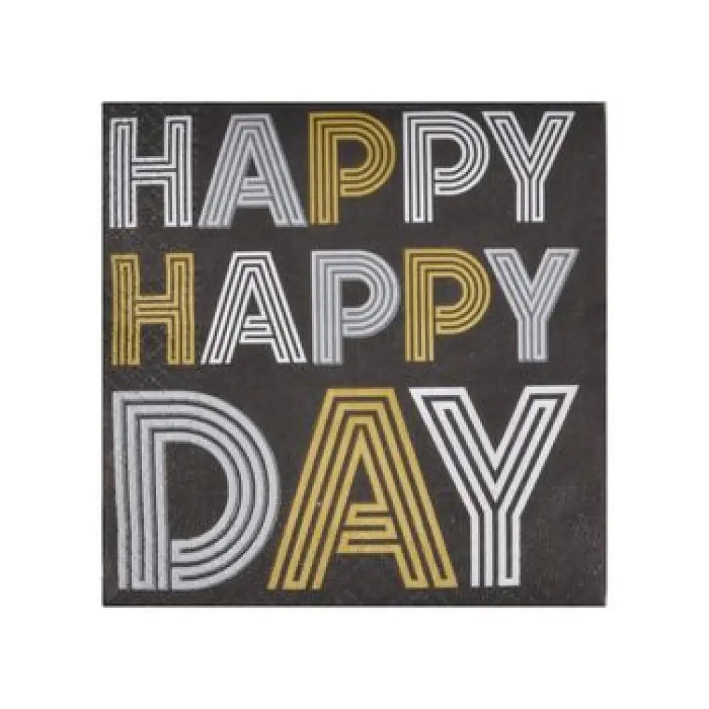 20 Serviettes Cocktail en Papier 25X25cm - HAPPY BIRTHDAY