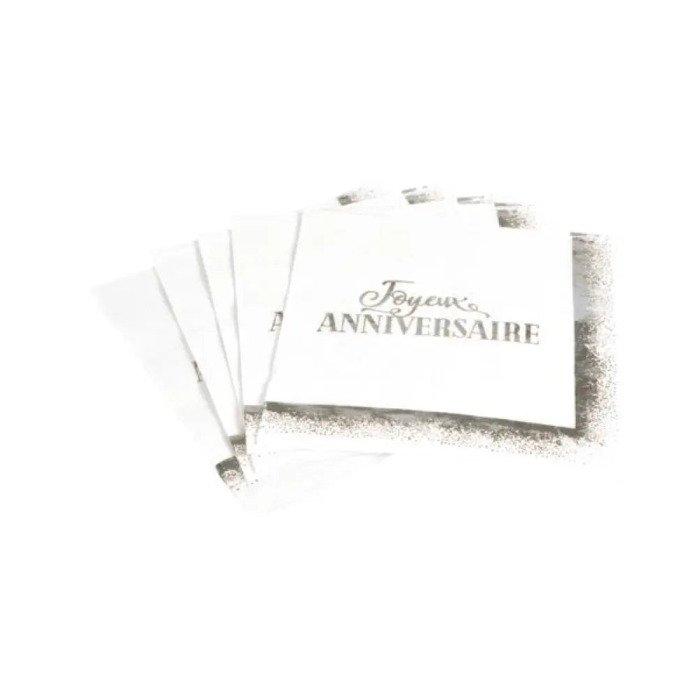 20 Serviettes en Papier 33x33cm - Anniversaire Argent