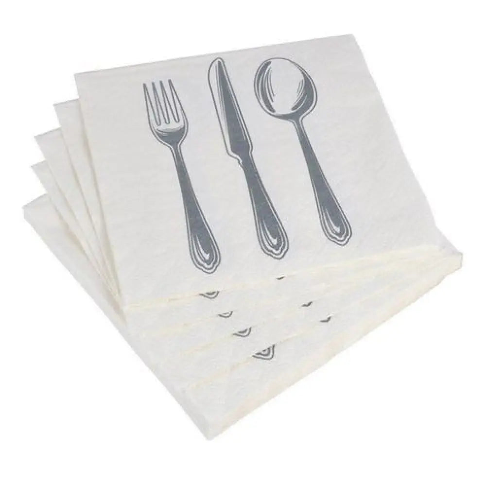 20 Serviettes en Papier 33x33cm - ''Couverts''