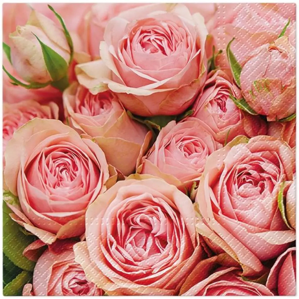 20 Serviettes en Papier 33x33cm - Pink Roses