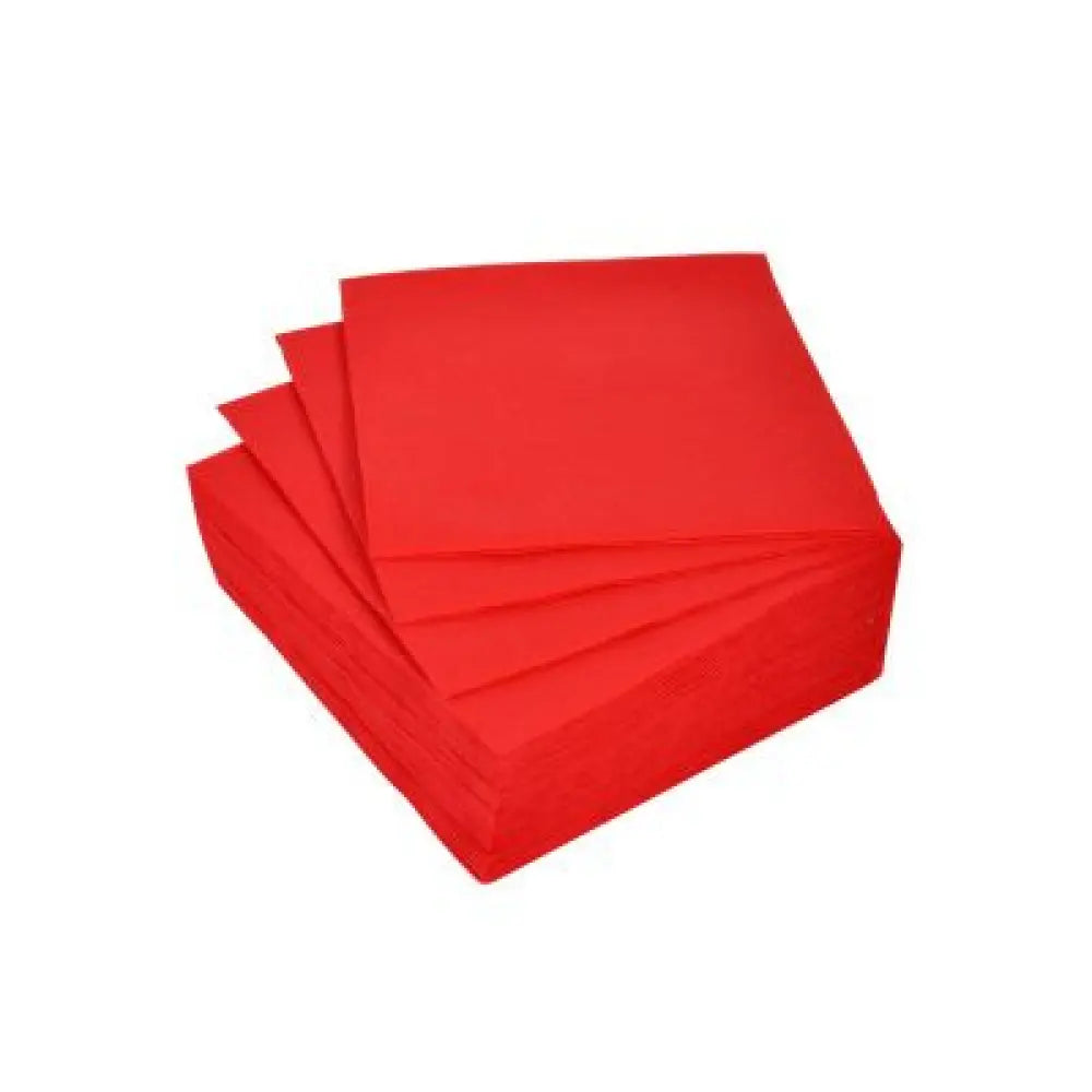 40 Serviettes Cocktail Micro-Gaufrées - 25x25cm / Rouge