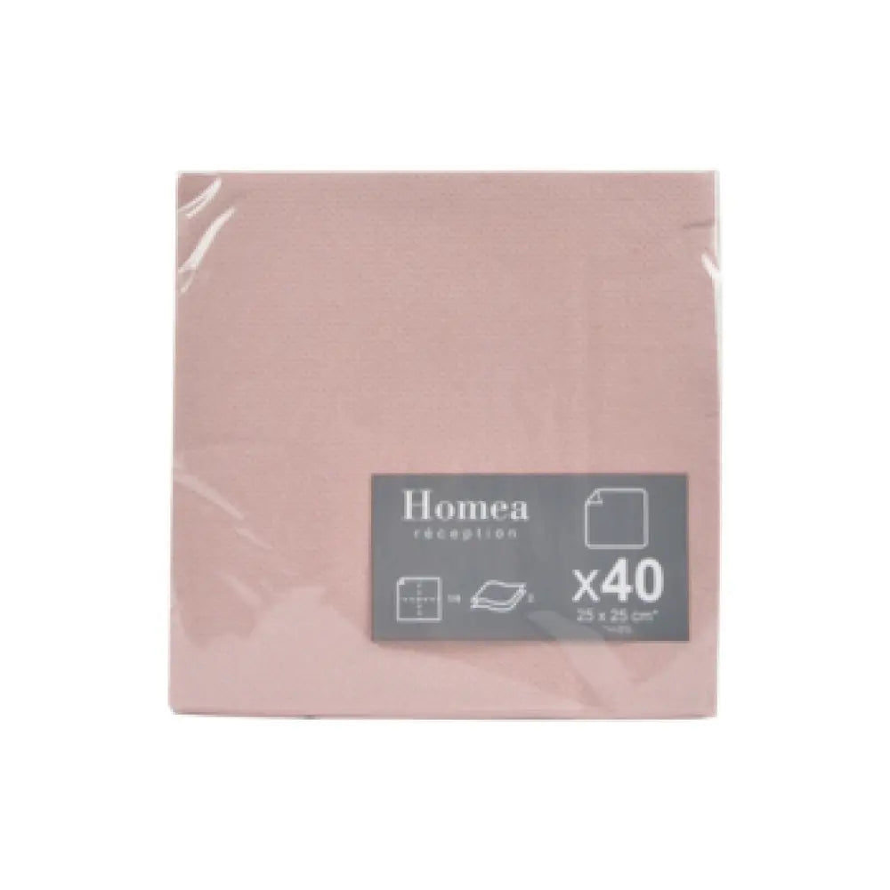 40 Serviettes Cocktail Micro-Gaufrées - 25x25cm / Blush